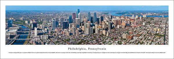 Philadelphia, Pennsylvania Skyline Aerial View Panoramic Poster Print - Blakeway Worldwide