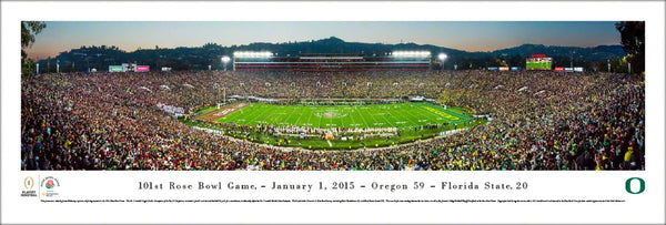 Oregon Ducks Football 2015 Rose Bowl Champions Panoramic Poster Print - Blakeway Worldwide