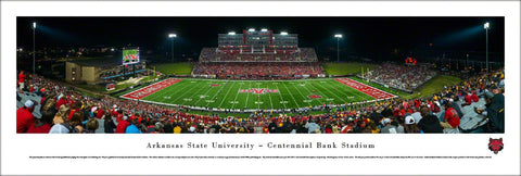 Arkansas State Red Wolves Football Game Night Panoramic Poster Print - Blakeway Worldwide