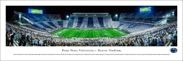 Penn State Nittany Lions Football "Stripe Night" Panoramic Poster Print - Blakeway 2015