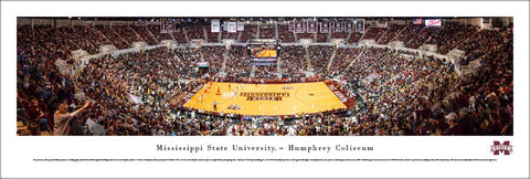 Mississippi State Bulldogs Basketball Game Night at Humphrey Coliseum Panoramic Poster - Blakeway