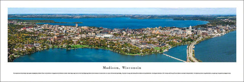 Madison, Wisconsin Aerial Panoramic Poster Print - Blakeway Worldwide