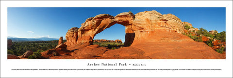 Arches National Park "Broken Arch" Panoramic Landscape Poster Print - Blakeway Worldwide