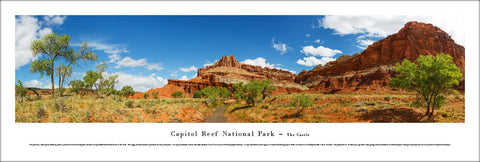 Capitol Reef National Park "The Castle" Panoramic Landscape Poster Print - Blakeway Worldwide