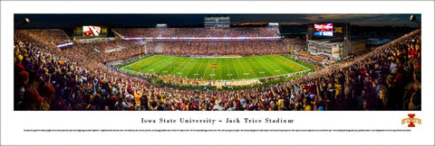 Iowa State University Cyclones Football Game Night at Trice Stadium Panoramic Poster - Blakeway