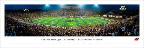 Central Michigan Chippewas Football Game Night Panoramic Poster Print - Blakeway 2016