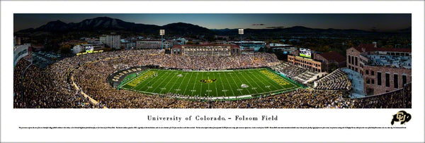 Colorado Buffaloes Football Folsom Field Game Night Panoramic Poster - Blakeway