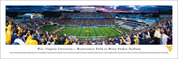 West Virginia Mountaineers Football Game Night Panoramic Poster Print - Blakeway Worldwide