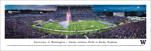 Washington Huskies Football Husky Stadium Game Night Panoramic Poster Print - Blakeway Worldwide