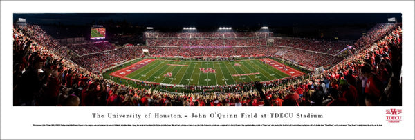 University of Houston Cougars Football TDECU Stadium Game Night Panoramic Poster Print