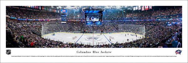 Columbus Blue Jackets Nationwide Arena Playoff Game Night Panoramic Poster Print - Blakeway