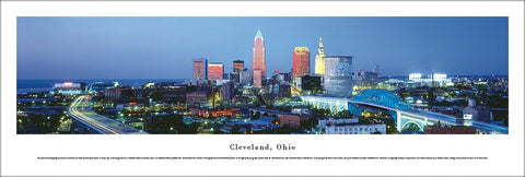 Cleveland, Ohio Downtown Skyline Panoramic Poster Print - Blakeway Worldwide