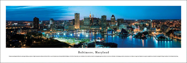 Baltimore, Maryland Inner Harbour Skyline Panoramic Poster Print - Blakeway Worldwide