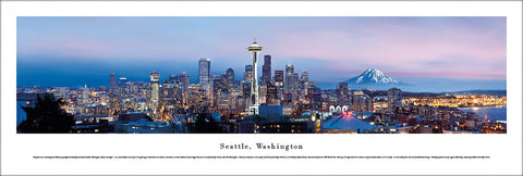Seattle, Washington Skyline at Dusk Panoramic Poster - Blakeway Worldwide
