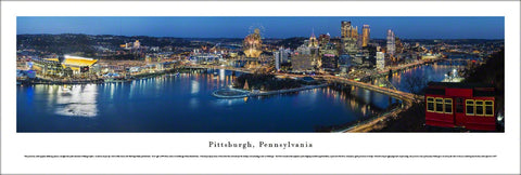 Pittsburgh, Pennsylvania "Celebration of Lights" Downtown Skyline Panoramic Poster - Blakeway