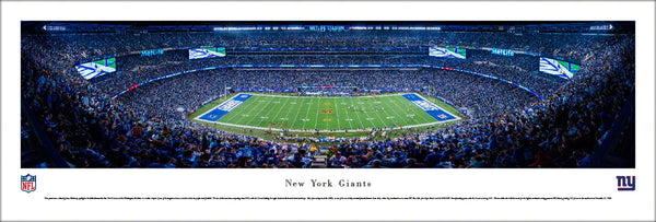 New York Giants MetLife Stadium Game Night Panoramic Poster Print - Blakeway