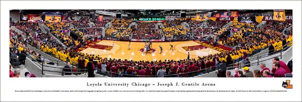 Loyola Ramblers Basketball Gentile Arena Game Night Panoramic Poster Print - Blakeway Worldwide