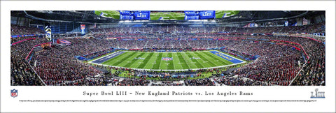 Super Bowl LIII (2019) New England Patriots vs. Los Angeles Rams Panoramic Poster Print - Blakeway Worldwide