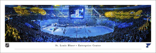 St. Louis Blues Stanley Cup Banner Night 2019 Enterprise Center Panoramic Poster Print - Blakeway