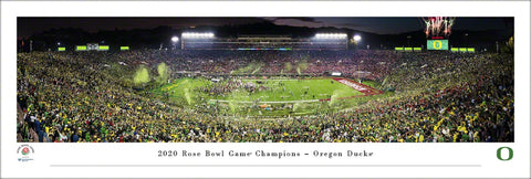 Oregon Ducks Football 2020 Rose Bowl Champions Panoramic Poster Print - Blakeway Worldwide
