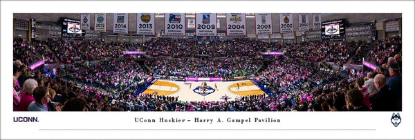 UConn Huskies Women's Basketball Game Night Gampel Pavilion Panoramic Poster Print - Blakeway Worldwide
