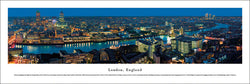 London, England Skyline at Dusk (Thames River View) Panoramic Poster Print - Blakeway Worldwide