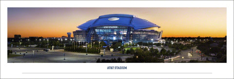 AT&T Stadium Exterior at Dusk Panoramic Poster (Dallas Cowboys Game Night) - Blakeway Worldwide