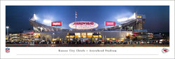 Kansas City Chiefs Arrowhead Stadium Game Night Exterior Panoramic Poster - Blakeway Worldwide 2020