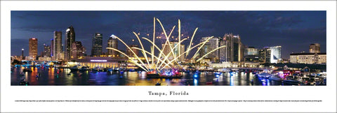 Tampa, Florida "Celebration" Skyline at Dusk Panoramic Poster - Blakeway Worldwide
