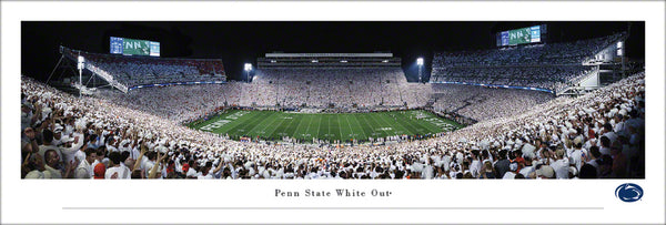 Penn State Nittany Lions Beaver Stadium "White Out" (50 Yard Line) Panoramic Poster - Blakeway 2021