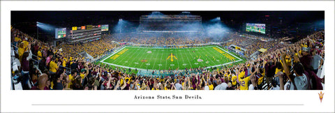 Arizona State Sun Devils Football Game Night Panoramic Poster Print - Blakeway Worldwide