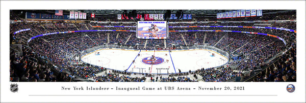 New York Islanders Inaugural Game at UBS Arena NHL Game Night Panoramic Poster Print - Blakeway Worldwide 2021