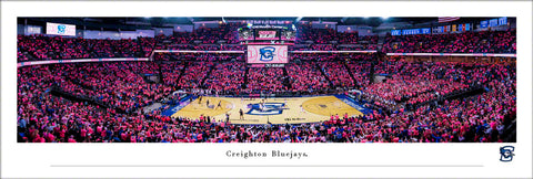 Creighton Bluejays Basketball Game Night Panoramic Poster - Blakeway Worldwide
