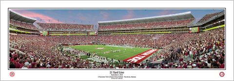 Alabama Crimson Tide Football "21 Yard Line" Bryant-Denny Stadium Panoramic Poster Print