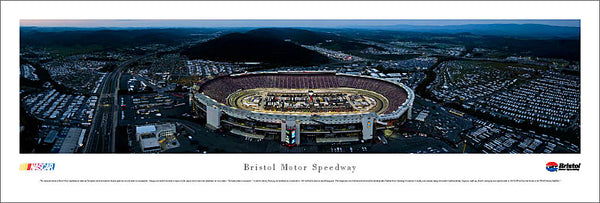 Bristol Motor Speedway at Dusk Aerial Panorama Poster Print - Blakeway Worldwide