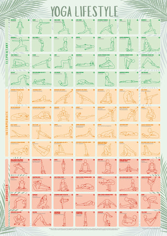 GoFit Pattern Yoga Mat w/ Yoga Pose Wall Chart, 3.5mm, 24