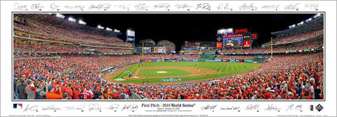 Washington Nationals "World Series Action" Nationals Park Panoramic Poster Print w/27 Facs. Signatures - Everlasting (DC-437)