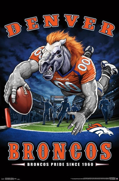 Denver Broncos Grinding it Out Team Theme Art Poster - Costacos  Sports/Liquid Blue