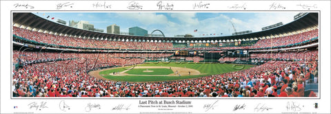 St. Louis Cardinals "Last Pitch at Busch Stadium" (10/2/2005) Panoramic Poster w/17 Sigs. - E.I.