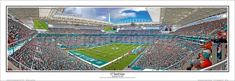 Miami Dolphins "17 Yard Line" Hard Rock Stadium Panoramic Poster Print - Everlasting Images
