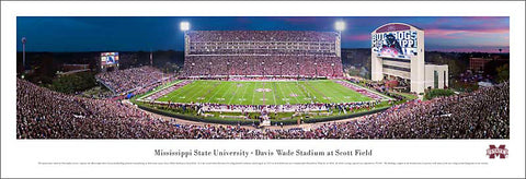 Mississippi State Bulldogs Football Game Night Panoramic Poster Print - Blakeway 2009