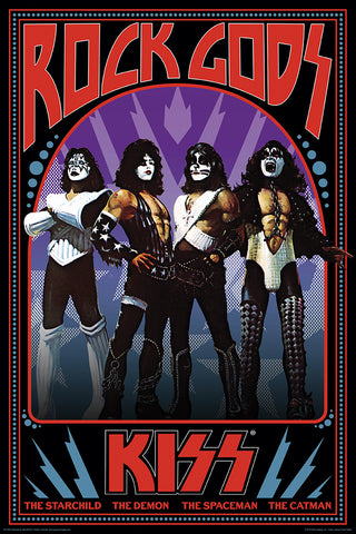 Kiss "Rock Gods" Rock Band Music Group Poster - Aquarius Images