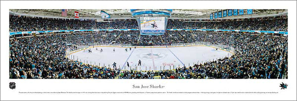 San Jose Sharks HP Pavilion NHL Game Night Panoramic Poster Print - Blakeway Worldwide