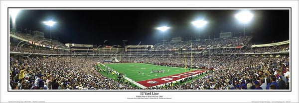 Buffalo Bills "12 Yard Line" Ralph Wilson Stadium 1999 NFL Game Night Panoramic Poster Print - Everlasting Images