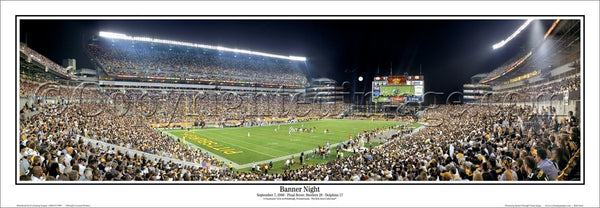 Pittsburgh Steelers Heinz Field "Banner Night" Panoramic Poster Print - Everlasting Images