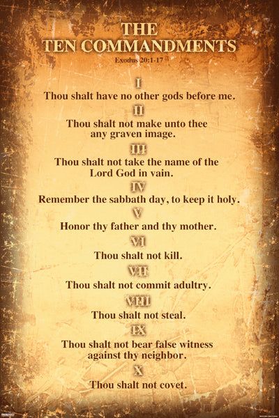 The Ten Commandments (Exodus 20:1-17) Biblical Laws Poster 