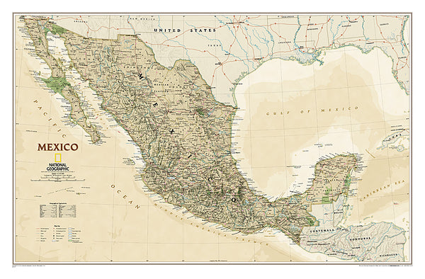 Map of MEXICO National Geographic Executive Edition 23x35 Wall Map Poster - NG Maps