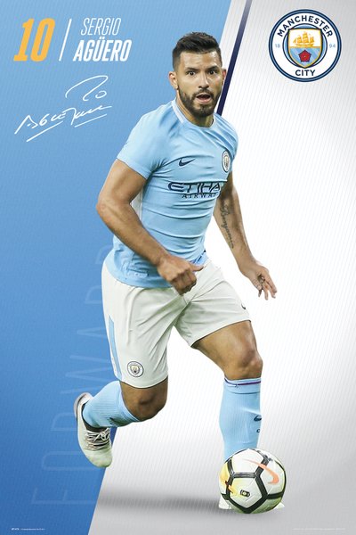 Sergio Aguero "Superstar" Manchester City FC Official EPL Football Poster - GB Eye 2017/18