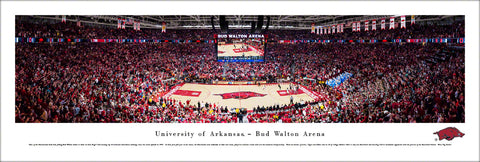 Arkansas Razorbacks Basketball Bud Walton Arena Game Night Panoramic Poster Print - Blakeway 2018