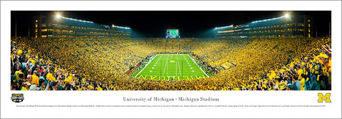Michigan Stadium "Under the Lights" (2011) Panoramic Poster Print - Blakeway Worldwide